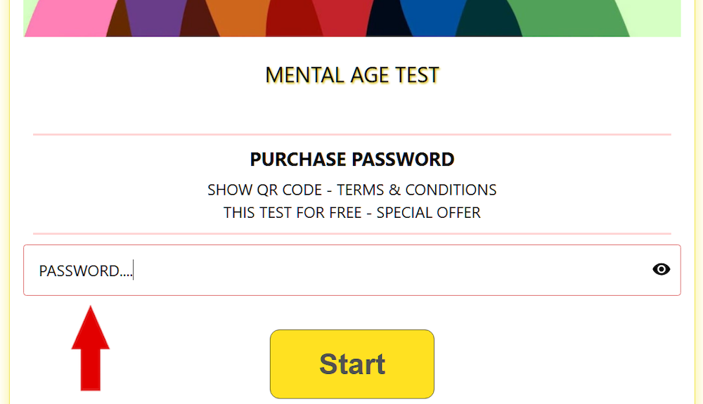 enter the password to start the test